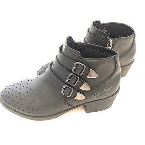 Kids Jessica Simpson black Liberty ankle boot Sz 3 children buckle low 3m girls